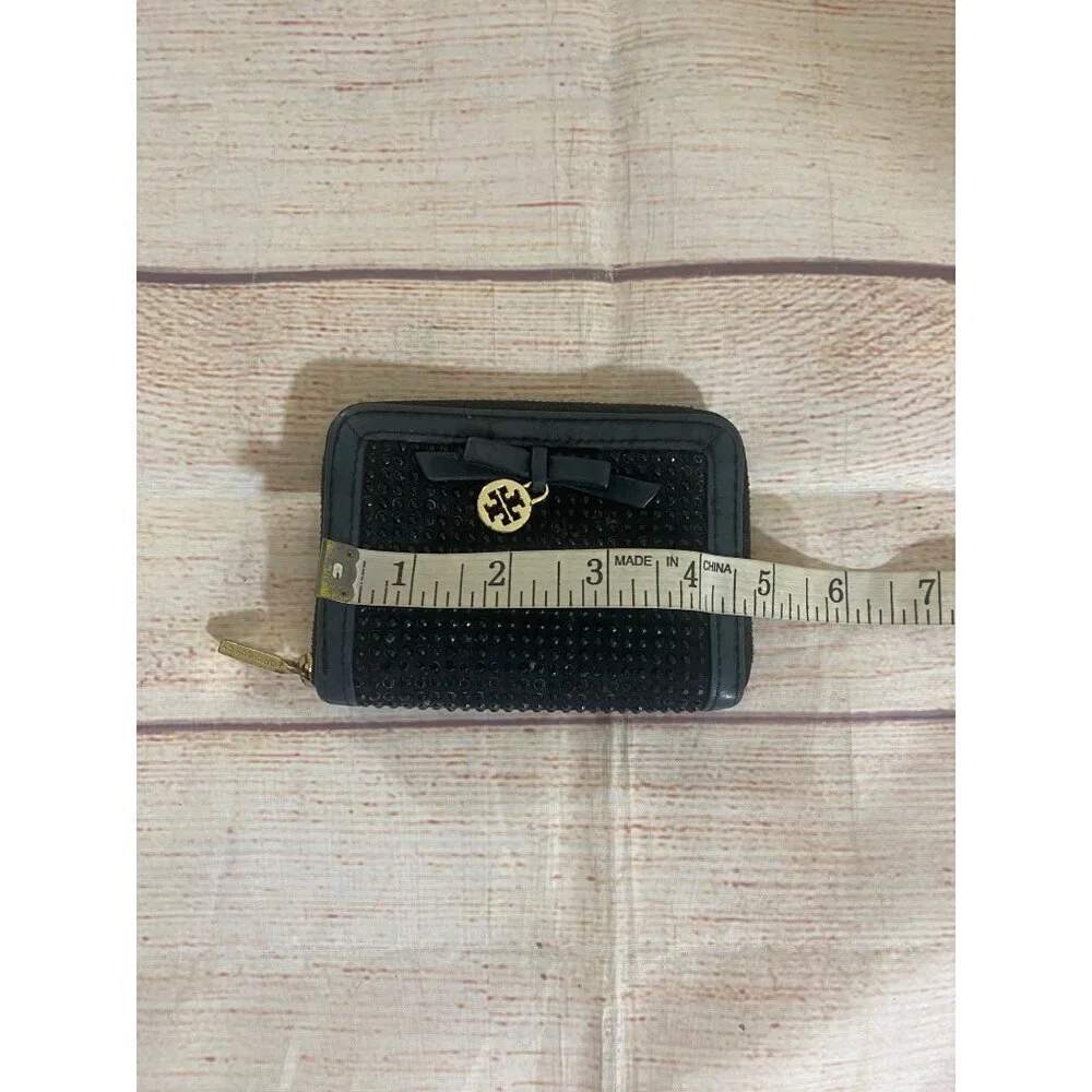Tory Burch Women's Black Compact Crystal Zip Continental Wallet - OS - Picture 9 of 10
